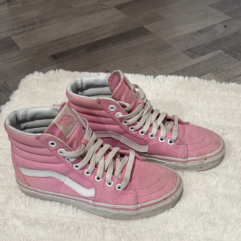 Vans Pink and White High-Top Sneakers